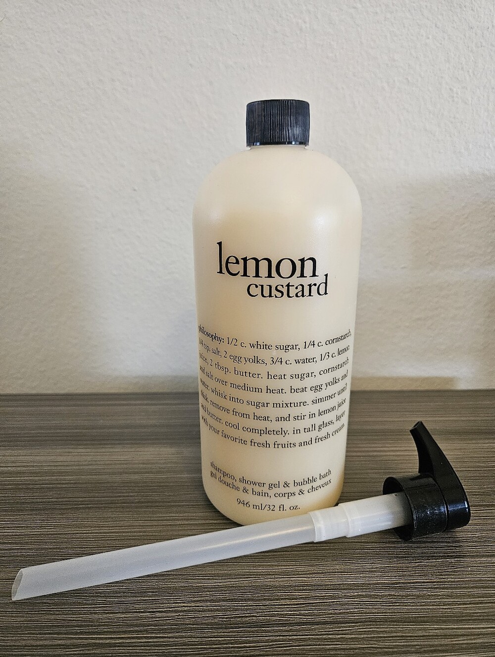 32oz Philosophy Lemon Custard 3 in 1 Bubbly w/ Pump : Shampoo, Shower Gel & bath